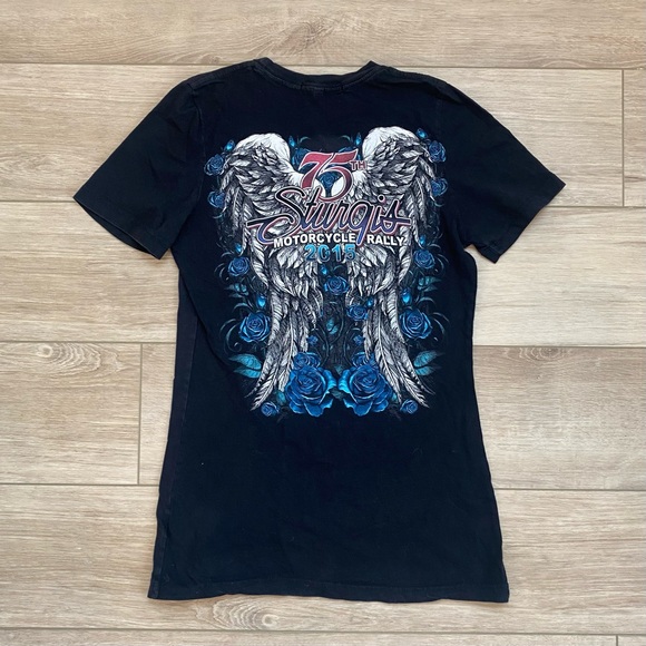 2015 Biker Sturgis Motorcy Rally Tee Hot Leathers Women’s Size Medium Y2K Style - Picture 2 of 3